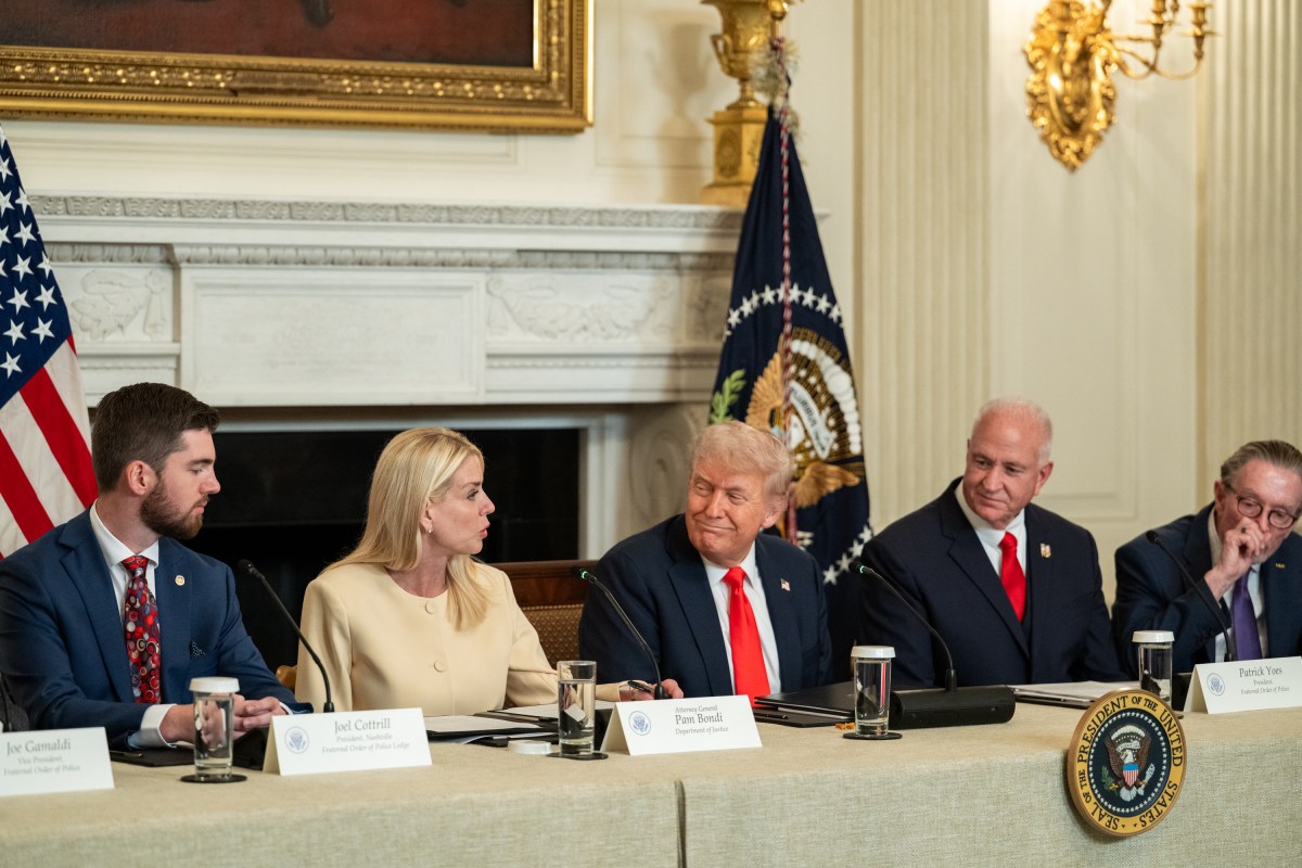 President Donald Trump delivers remarks during a roundtable discussion with the Fraternal Order of Police Executive Board, Thursday, June 5, 2025, in the State Dining Room. (Official White House Photo by Joyce N. Boghosian)