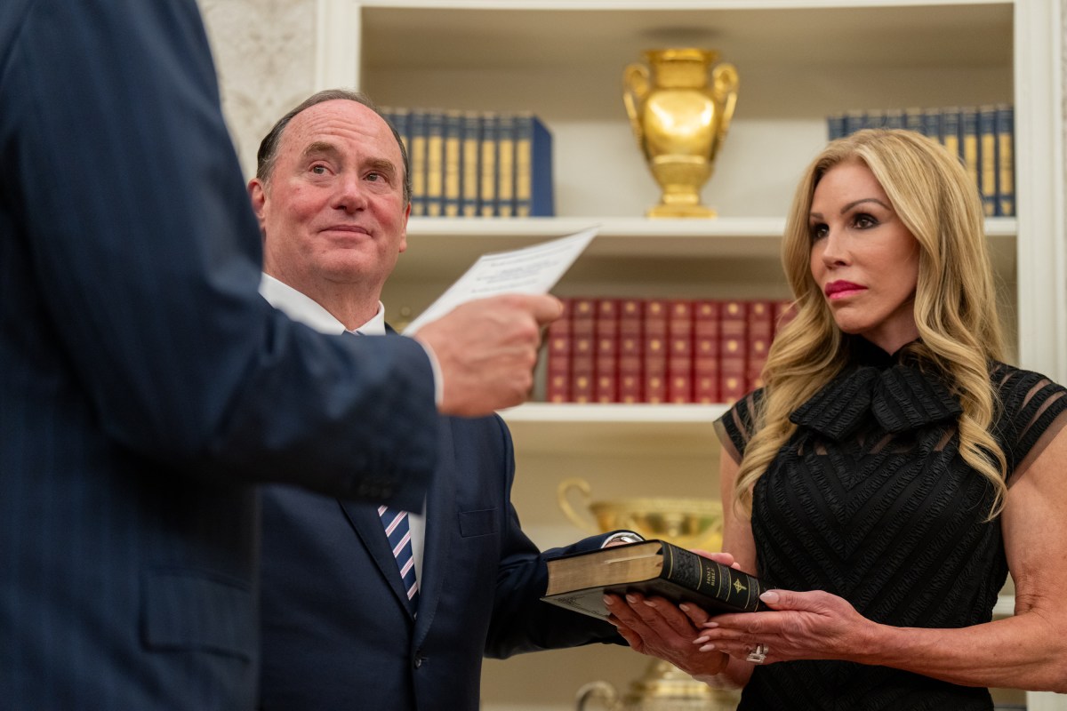 President Donald J. Trump swears in John Phelan as Secretary of the Navy, Friday, June 6,  2025, in the Oval Office at the White House. (Official White House Photo by Gabriel B Kotico)