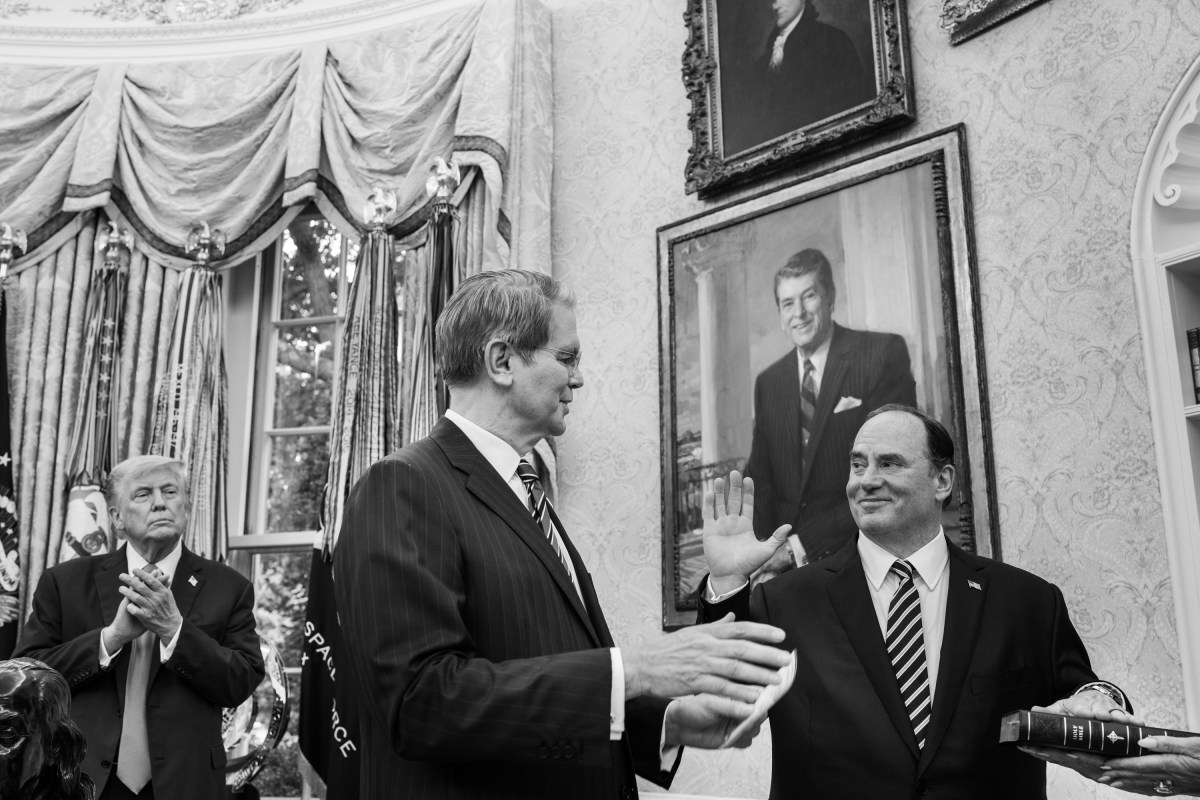 President Donald Trump participates in the swearing-in ceremony for the Secretary of the Navy John Phelan in the Oval Office, Friday, June 6, 2025. (Official White House Photo by Joyce N. Boghosian)