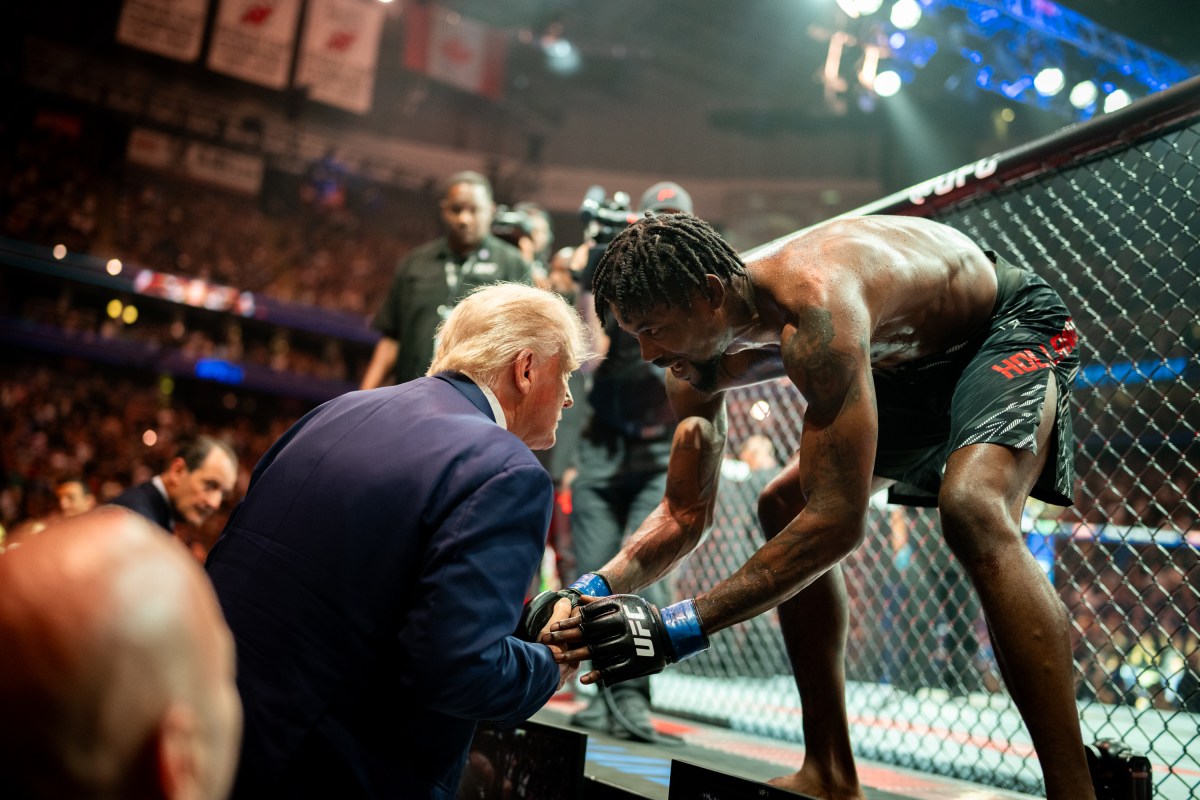 President Donald Trump congratulates Kevin Holland after his victory during UFC 316 at the Prudential Center in Newark, NJ., June 7, 2025. (Official White House Photo by Daniel Torok)