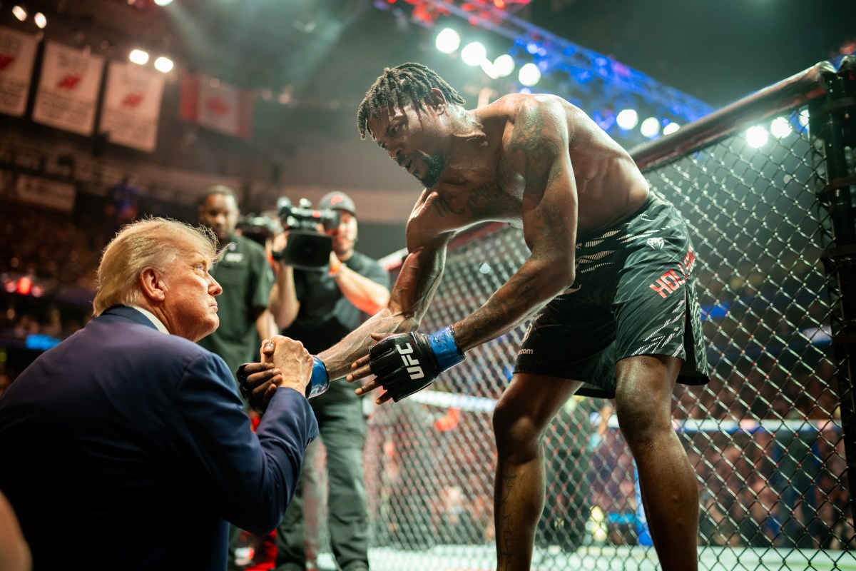 President Donald Trump congratulates Kevin Holland after his victory during UFC 316 at the Prudential Center in Newark, NJ., June 7, 2025. (Official White House Photo by Daniel Torok)