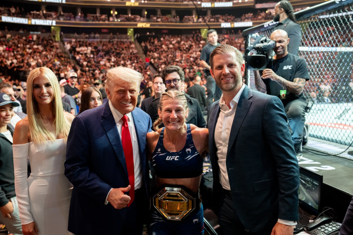 President Donald Trump congratulates Kayla Harrison after her victory during UFC 316 at the Prudential Center in Newark, NJ., June 7, 2025. (Official White House Photo by Daniel Torok)