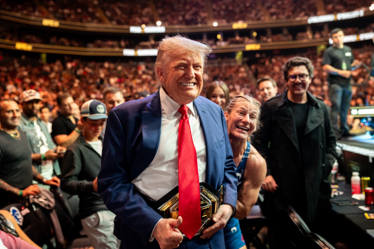 President Donald Trump congratulates Kayla Harrison after her victory during UFC 316 at the Prudential Center in Newark, NJ., June 7, 2025. (Official White House Photo by Daniel Torok)