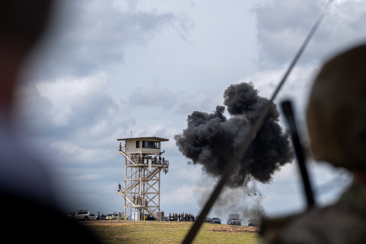 President Donald Trump observes a military demonstration at Fort Bragg, North Carolina on Tuesday, June 10, 2025, during a visit to commemorate the 250th anniversary of the U.S. Army. (Official White House Photo by Daniel Torok)