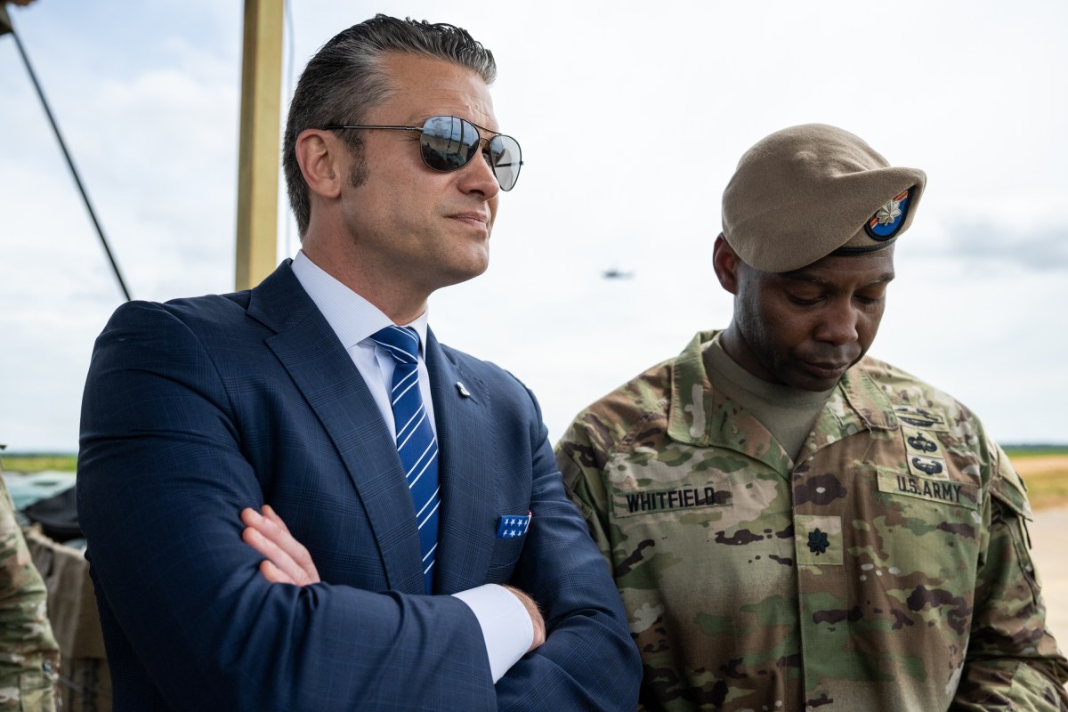 President Donald Trump observes a military demonstration at Fort Bragg, North Carolina on Tuesday, June 10, 2025, during a visit to commemorate the 250th anniversary of the U.S. Army. (Official White House Photo by Daniel Torok)