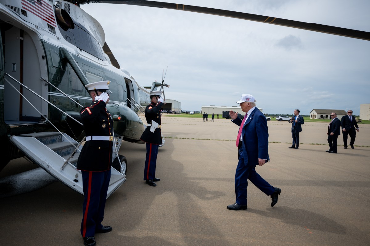 President Donald Trump boards Marine One after a military demonstration at Fort Bragg, North Carolina on Tuesday, June 10, 2025, during a visit to commemorate the 250th anniversary of the U.S. Army. (Official White House Photo by Daniel Torok)