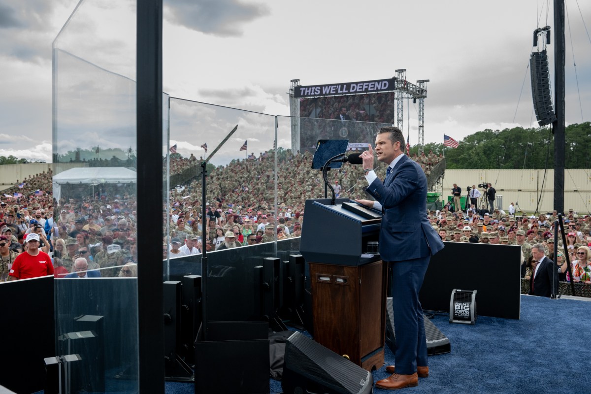 Secretary of Defense Pete Hegseth delivers remarks at Fort Bragg, North Carolina on Tuesday, June 10, 2025, during a visit to commemorate the 250th anniversary of the U.S. Army. (Official White House Photo by Daniel Torok)