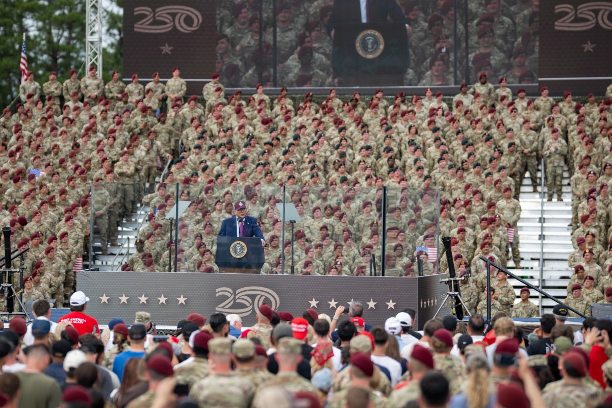 President Donald Trump delivers remarks at Fort Bragg, North Carolina on Tuesday, June 10, 2025, during a visit to commemorate the 250th anniversary of the U.S. Army. (Official White House Photo by Daniel Torok)