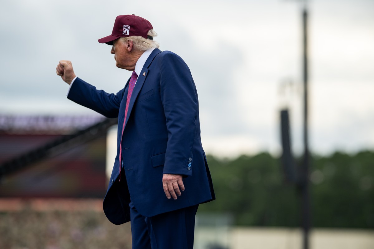 President Donald Trump gestures to troops after delivering remarks at Fort Bragg, North Carolina on Tuesday, June 10, 2025, during a visit to commemorate the 250th anniversary of the U.S. Army. (Official White House Photo by Daniel Torok)