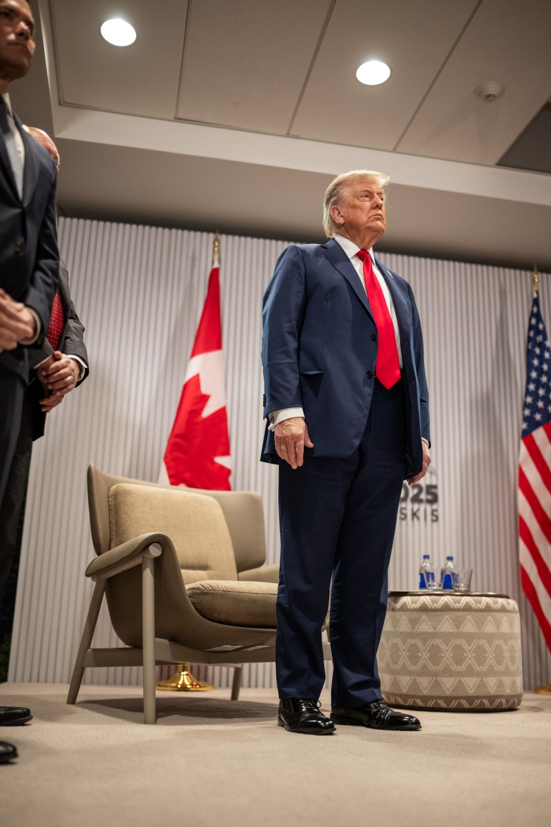 President Donald Trump participates in a bilateral meeting with Canadian Prime Minister Mark Carney during the G7 Summit, Monday, June 16, 2025, in Kananaskis, Alberta, Canada. (Official White House Photo by Daniel Torok)