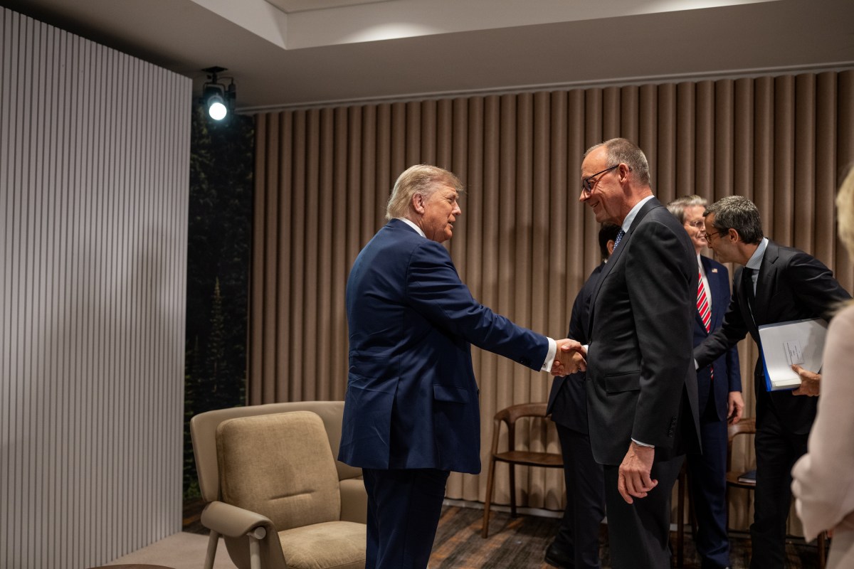 President Donald Trump meets with German Chancellor Friedrich Merz during the G7 Summit, Monday, June 16, 2025, in Kananaskis, Alberta, Canada. (Official White House Photo by Daniel Torok)