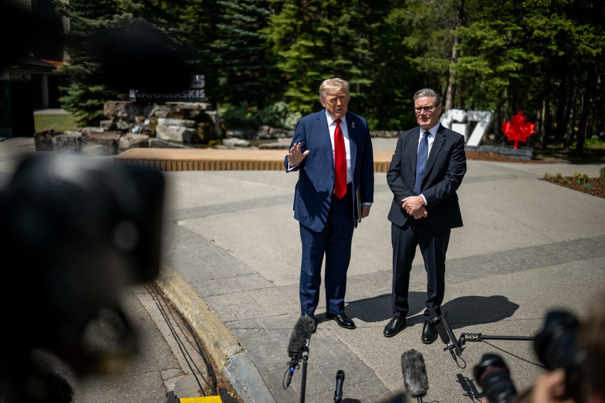 President Donald Trump announces a US-UK trade deal next to British Prime Minister Keir Starmer at the G7 Summit, Monday, June 16, 2025, in Kananaskis, Alberta, Canada. (Official White House Photo by Daniel Torok)