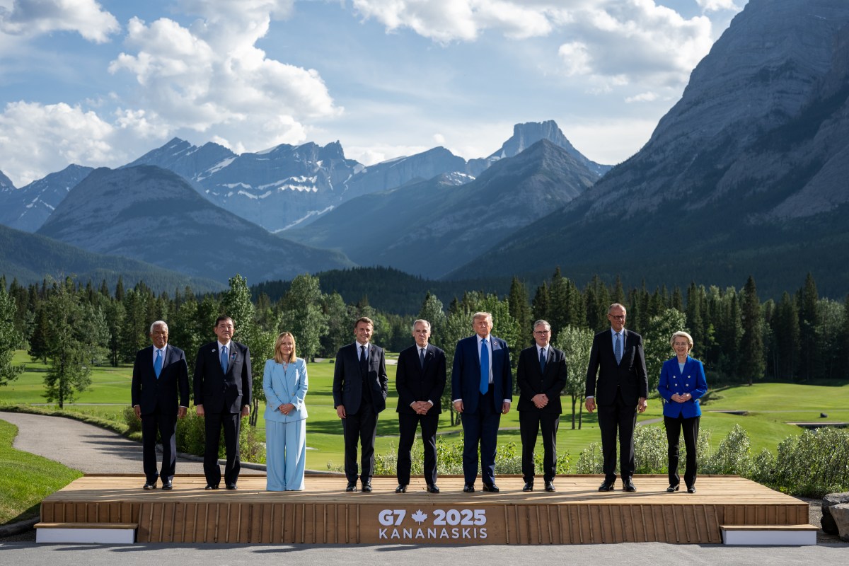 President Donald Trump takes part in the traditional family photo during the G7 summit at the Pomeroy Kananaskis Mountain Lodge, Monday, June 16, 2025, in Kananaskis, Alberta, Canada. (Official White House Photo by Daniel Torok)