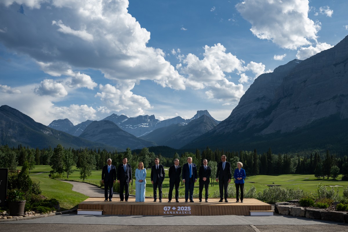President Donald Trump takes part in the traditional family photo during the G7 summit at the Pomeroy Kananaskis Mountain Lodge, Monday, June 16, 2025, in Kananaskis, Alberta, Canada. (Official White House Photo by Daniel Torok)