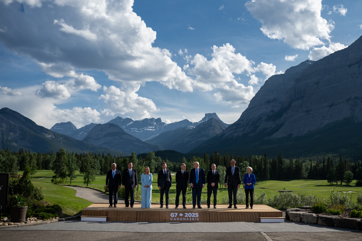 President Donald Trump takes part in the traditional family photo during the G7 summit at the Pomeroy Kananaskis Mountain Lodge, Monday, June 16, 2025, in Kananaskis, Alberta, Canada. (Official White House Photo by Daniel Torok)