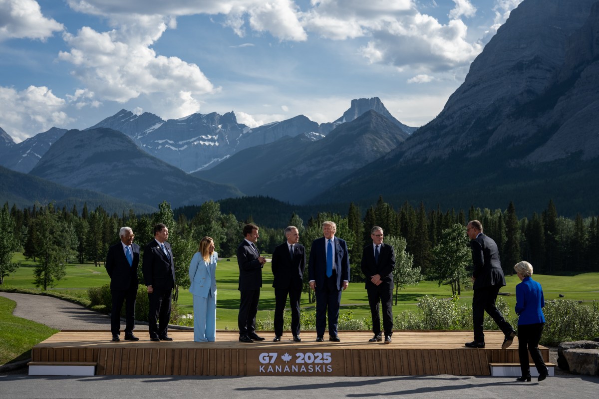 President Donald Trump takes part in the traditional family photo during the G7 summit at the Pomeroy Kananaskis Mountain Lodge, Monday, June 16, 2025, in Kananaskis, Alberta, Canada. (Official White House Photo by Daniel Torok)