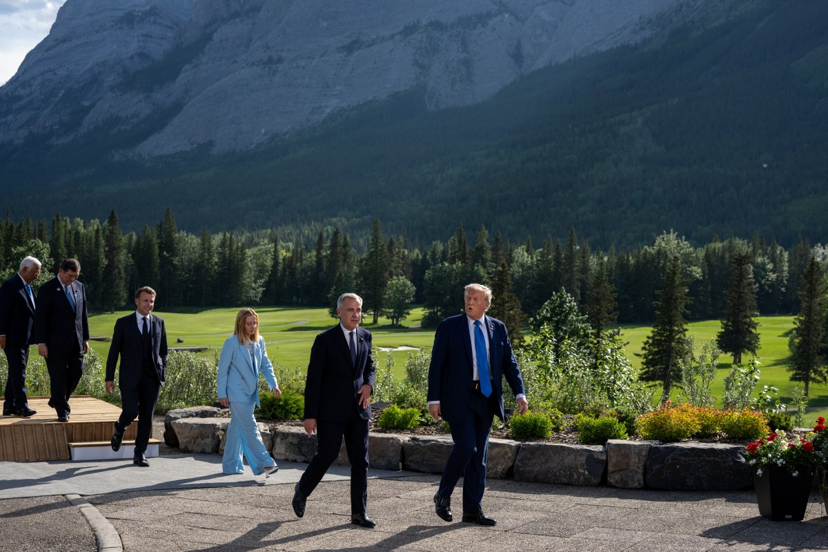 President Donald Trump takes part in the traditional family photo during the G7 summit at the Pomeroy Kananaskis Mountain Lodge, Monday, June 16, 2025, in Kananaskis, Alberta, Canada. (Official White House Photo by Daniel Torok)