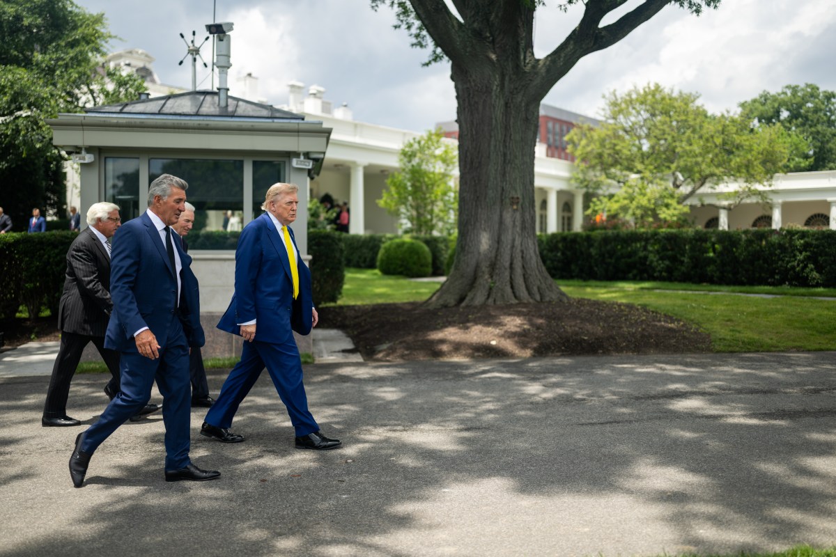 President Donald Trump watches as the American flag is raised on the newly-installed flagpole on the South Lawn of the White House, Wednesday, June 18, 2025. (Official White House Photo by Daniel Torok)