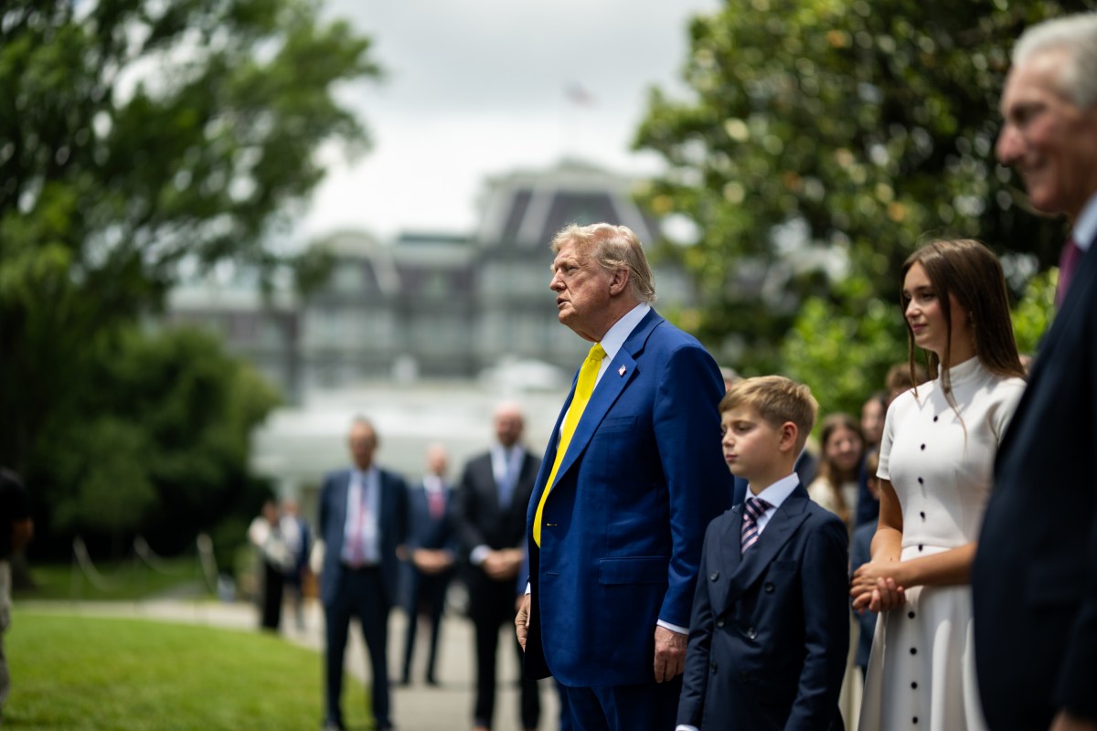 President Donald Trump watches as the American flag is raised on the newly-installed flagpole on the South Lawn of the White House, Wednesday, June 18, 2025. (Official White House Photo by Daniel Torok)