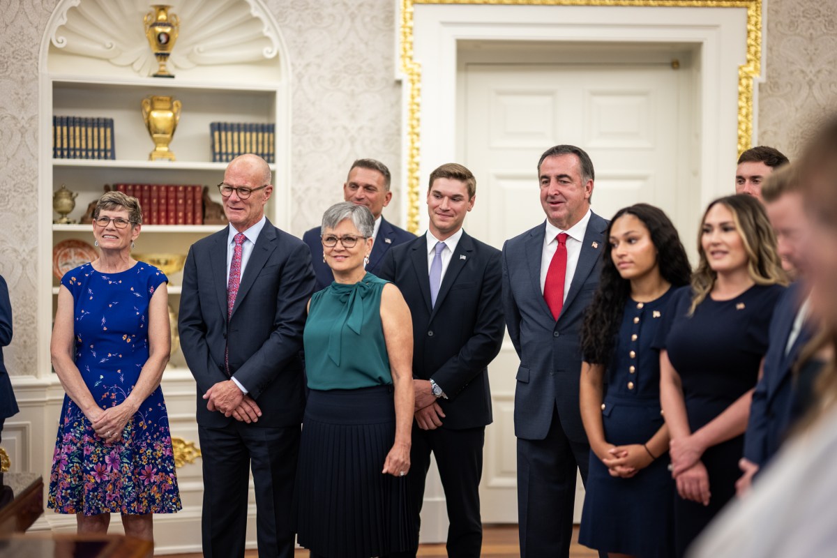 President Donald Trump speaks members of Edward Walsh’s family, before his swearing-in ceremony for U.S. Ambassador to Ireland, Thursday, June 19, 2025, in the Oval Office.(Official White House Photo by Daniel Torok)