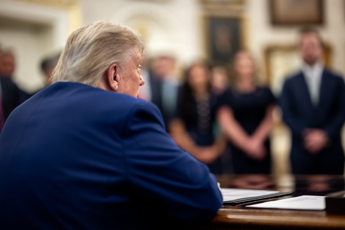 President Donald Trump speaks members of Edward Walsh’s family, before his swearing-in ceremony for U.S. Ambassador to Ireland, Thursday, June 19, 2025, in the Oval Office.(Official White House Photo by Daniel Torok)