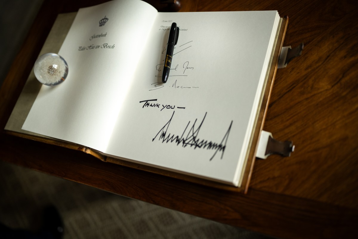 President Donald Trump signs the guestbook after his arrival to the Huis ten Bosch Palace ahead of the 2025 NATO Summit, Tuesday, June 24, 2025, in The Hague, Netherlands. (Official White House Photo by Daniel Torok)