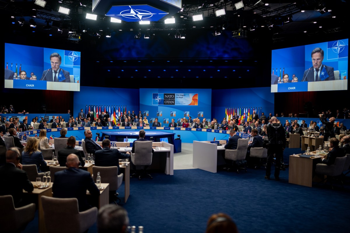 President Donald Trump participates in a North Atlantic Council Plenary Session, Wednesday, June 25, 2025, at the 2025 NATO Summit at the World Forum in The Hague, Netherlands. (Official White House Photo by Daniel Torok)
