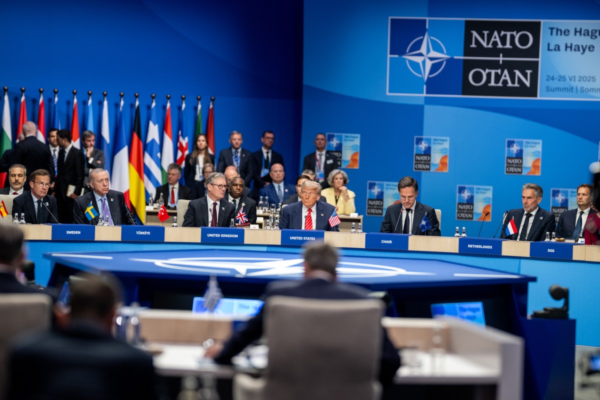 President Donald Trump participates in a North Atlantic Council Plenary Session, Wednesday, June 25, 2025, at the 2025 NATO Summit at the World Forum in The Hague, Netherlands. (Official White House Photo by Daniel Torok)