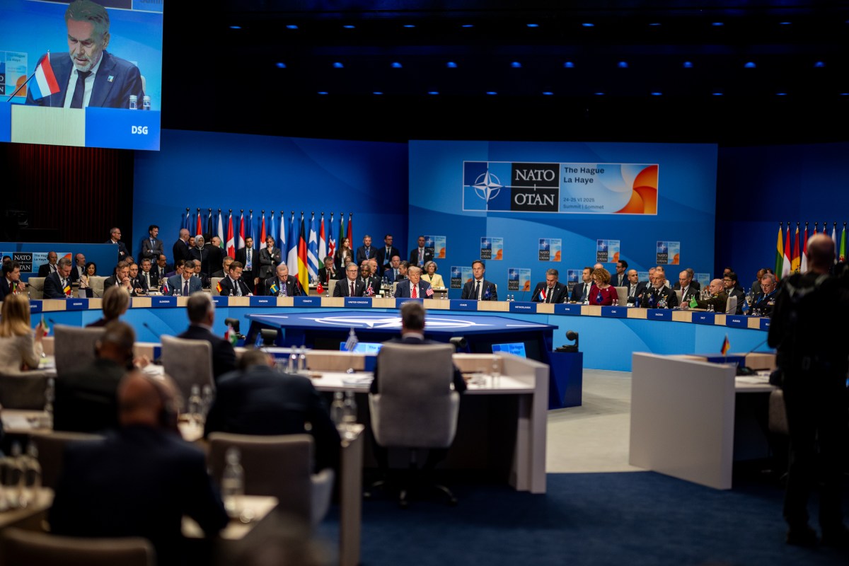 President Donald Trump participates in a North Atlantic Council Plenary Session, Wednesday, June 25, 2025, at the 2025 NATO Summit at the World Forum in The Hague, Netherlands. (Official White House Photo by Daniel Torok)