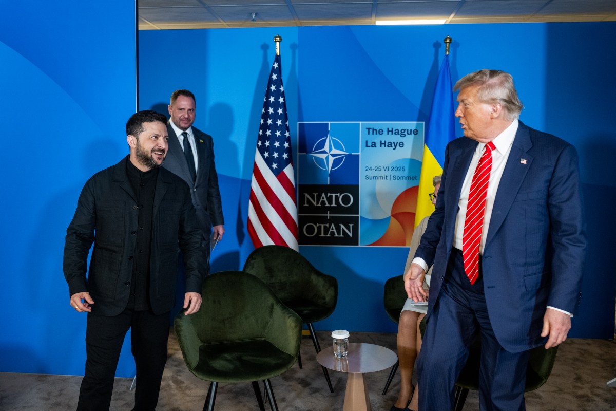 President Donald Trump participates in a bilateral meeting with Ukrainian president Volodymyr Zelenskyy, Wednesday, June 25, 2025, during the 2025 NATO Summit at the World Forum in The Hague, Netherlands. (Official White House Photo by Daniel Torok)