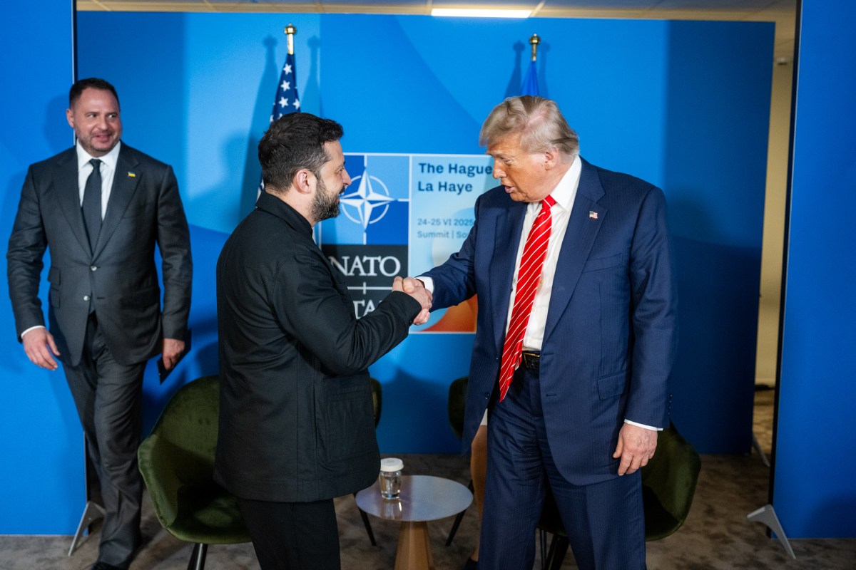 President Donald Trump participates in a bilateral meeting with Ukrainian president Volodymyr Zelenskyy, Wednesday, June 25, 2025, during the 2025 NATO Summit at the World Forum in The Hague, Netherlands. (Official White House Photo by Daniel Torok)