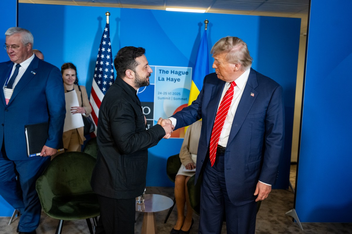 President Donald Trump participates in a bilateral meeting with Ukrainian president Volodymyr Zelenskyy, Wednesday, June 25, 2025, during the 2025 NATO Summit at the World Forum in The Hague, Netherlands. (Official White House Photo by Daniel Torok)
