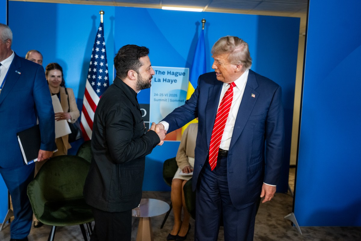 President Donald Trump participates in a bilateral meeting with Ukrainian president Volodymyr Zelenskyy, Wednesday, June 25, 2025, during the 2025 NATO Summit at the World Forum in The Hague, Netherlands. (Official White House Photo by Daniel Torok)