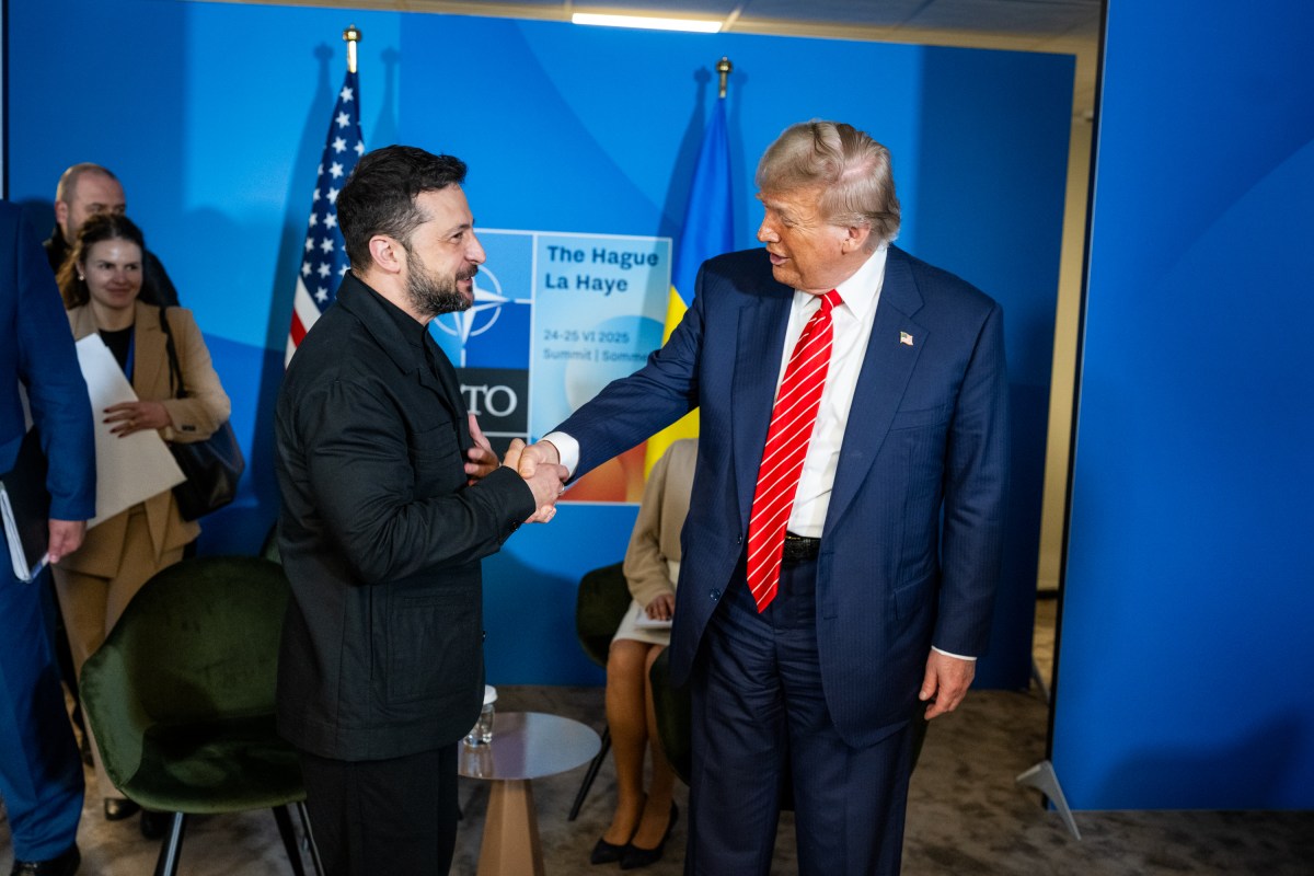 President Donald Trump participates in a bilateral meeting with Ukrainian president Volodymyr Zelenskyy, Wednesday, June 25, 2025, during the 2025 NATO Summit at the World Forum in The Hague, Netherlands. (Official White House Photo by Daniel Torok)