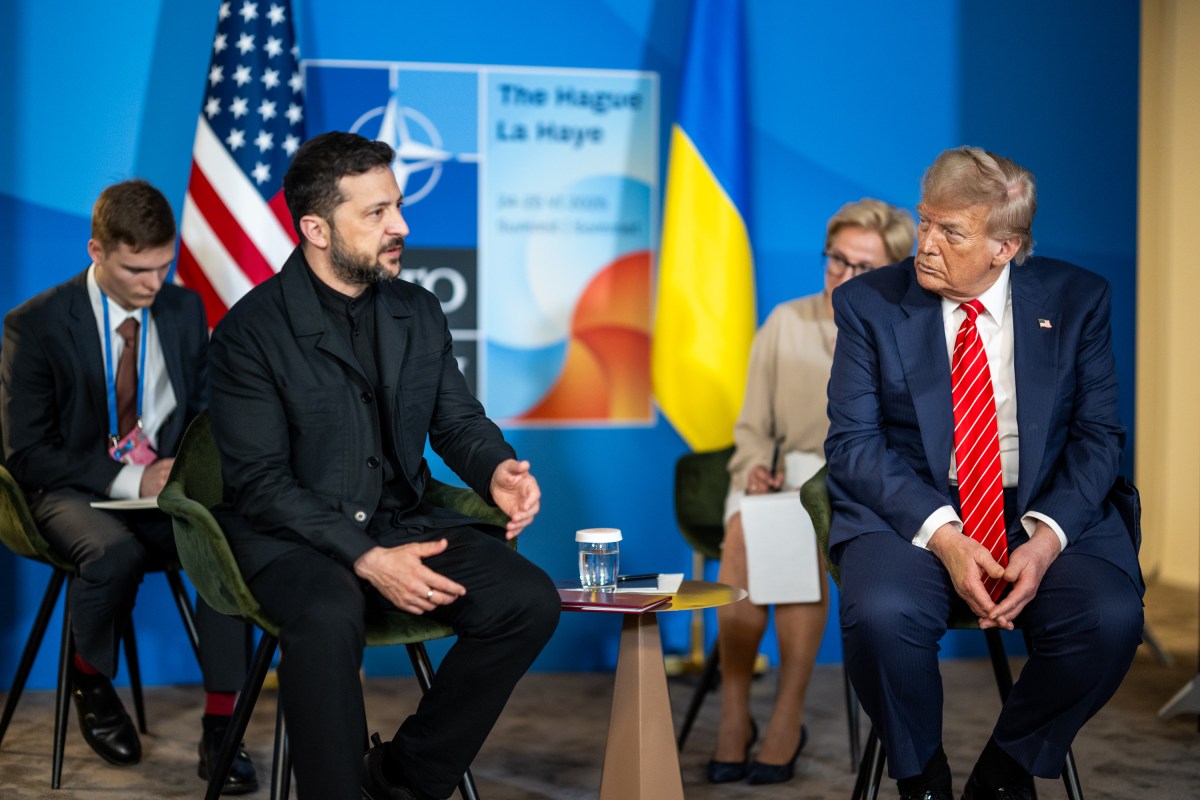 President Donald Trump participates in a bilateral meeting with Ukrainian president Volodymyr Zelenskyy, Wednesday, June 25, 2025, during the 2025 NATO Summit at the World Forum in The Hague, Netherlands. (Official White House Photo by Daniel Torok)