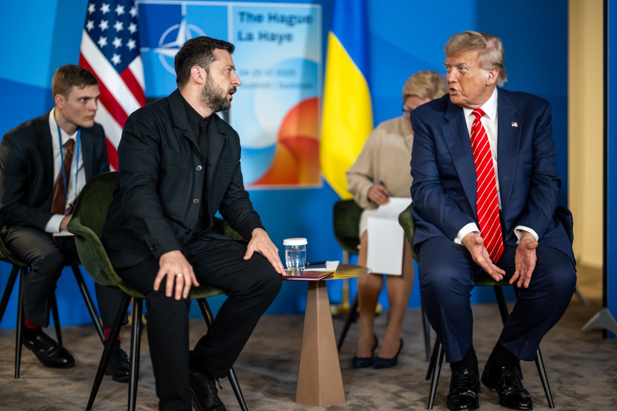 President Donald Trump participates in a bilateral meeting with Ukrainian president Volodymyr Zelenskyy, Wednesday, June 25, 2025, during the 2025 NATO Summit at the World Forum in The Hague, Netherlands. (Official White House Photo by Daniel Torok)