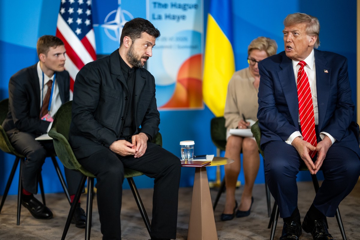 President Donald Trump participates in a bilateral meeting with Ukrainian president Volodymyr Zelenskyy, Wednesday, June 25, 2025, during the 2025 NATO Summit at the World Forum in The Hague, Netherlands. (Official White House Photo by Daniel Torok)