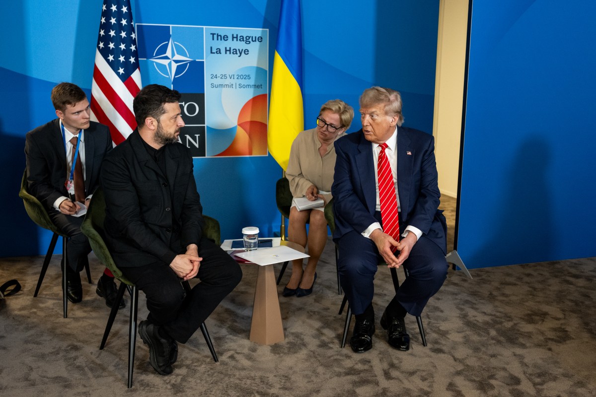President Donald Trump participates in a bilateral meeting with Ukrainian president Volodymyr Zelenskyy, Wednesday, June 25, 2025, during the 2025 NATO Summit at the World Forum in The Hague, Netherlands. (Official White House Photo by Daniel Torok)