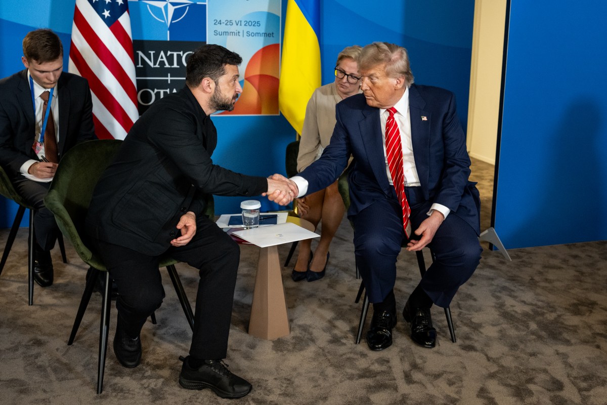 President Donald Trump participates in a bilateral meeting with Ukrainian president Volodymyr Zelenskyy, Wednesday, June 25, 2025, during the 2025 NATO Summit at the World Forum in The Hague, Netherlands. (Official White House Photo by Daniel Torok)
