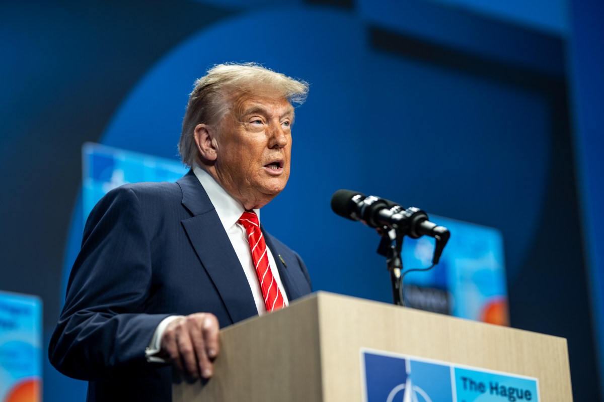 President Donald Trump participates in a press conference, Wednesday, June 25, 2025, during the 2025 NATO Summit at the World Forum in The Hague, Netherlands. (Official White House Photo by Daniel Torok)
