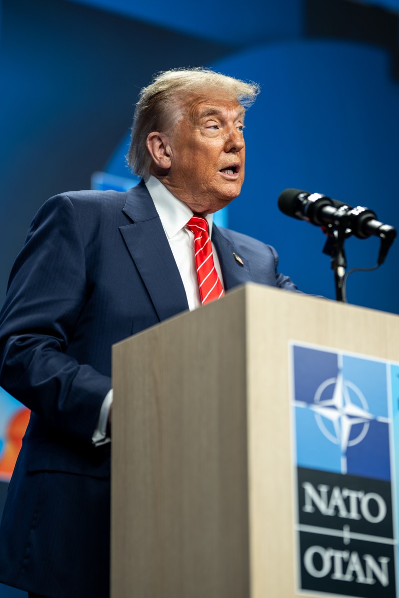 President Donald Trump participates in a press conference, Wednesday, June 25, 2025, during the 2025 NATO Summit at the World Forum in The Hague, Netherlands. (Official White House Photo by Daniel Torok)