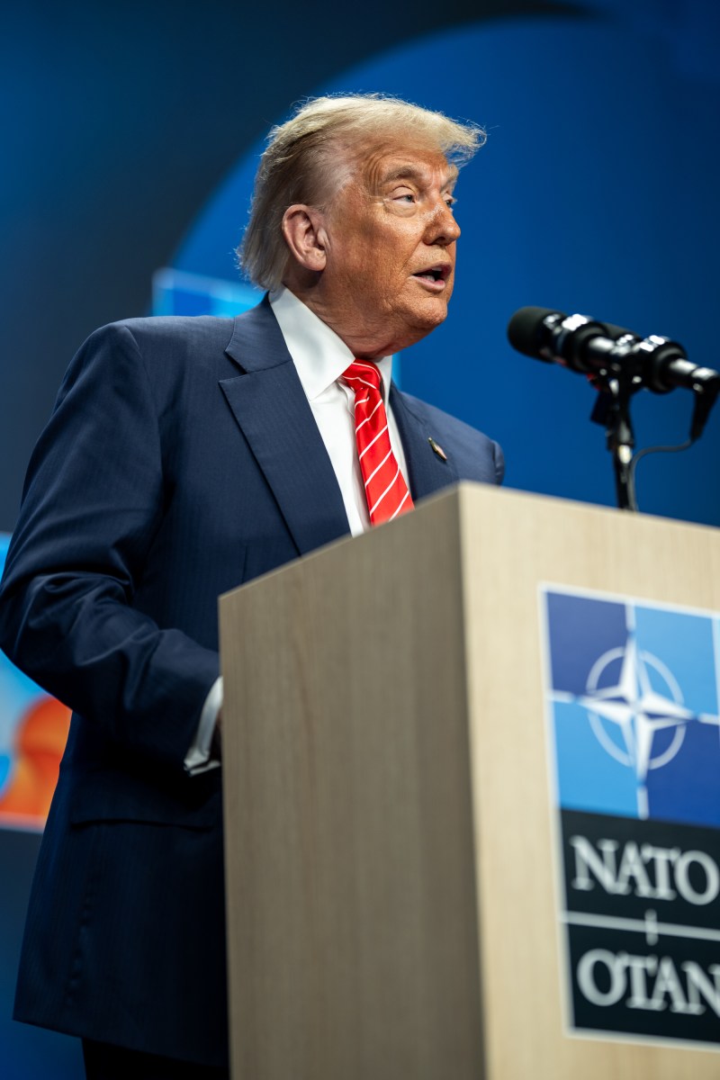 President Donald Trump participates in a press conference, Wednesday, June 25, 2025, during the 2025 NATO Summit at the World Forum in The Hague, Netherlands. (Official White House Photo by Daniel Torok)