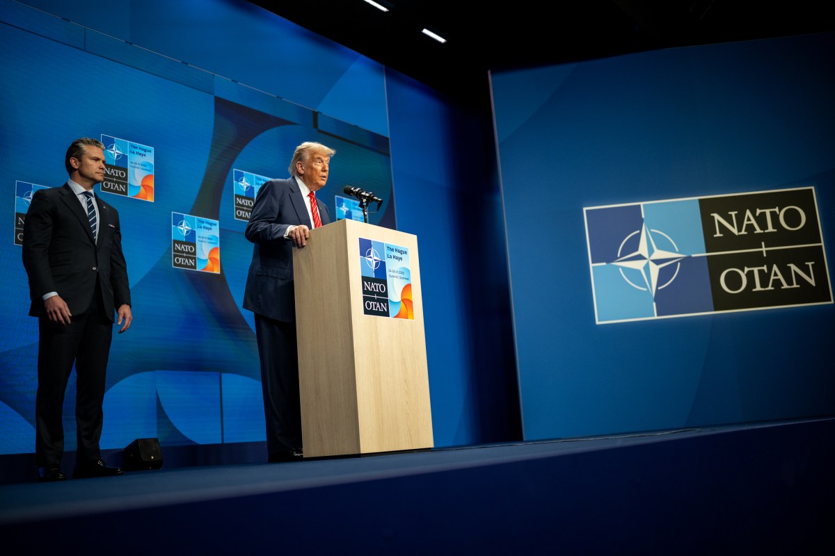 President Donald Trump participates in a press conference, Wednesday, June 25, 2025, during the 2025 NATO Summit at the World Forum in The Hague, Netherlands. (Official White House Photo by Daniel Torok)