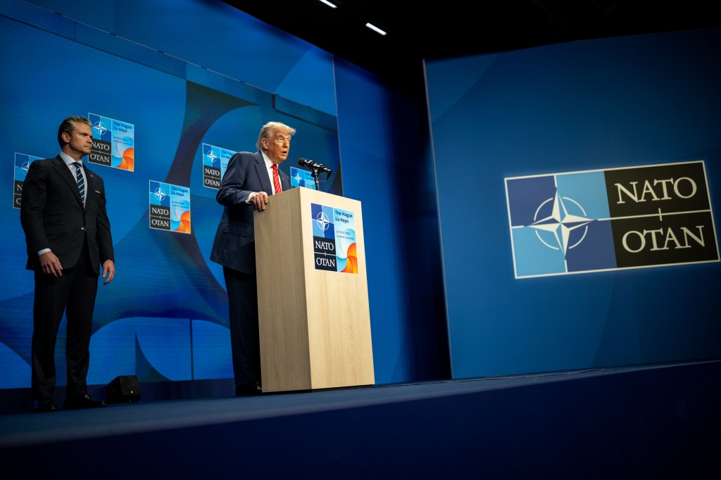 President Donald Trump participates in a press conference, Wednesday, June 25, 2025, during the 2025 NATO Summit at the World Forum in The Hague, Netherlands. (Official White House Photo by Daniel Torok)
