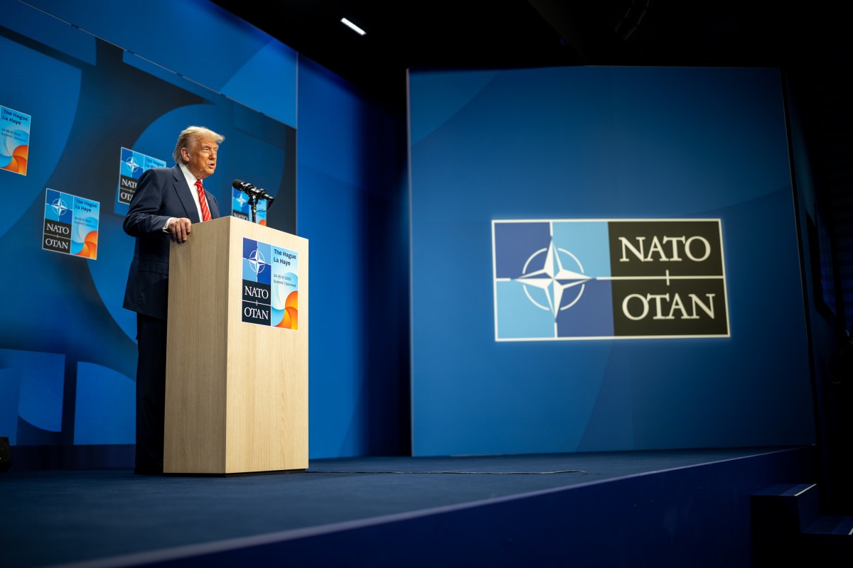 President Donald Trump participates in a press conference, Wednesday, June 25, 2025, during the 2025 NATO Summit at the World Forum in The Hague, Netherlands. (Official White House Photo by Daniel Torok)