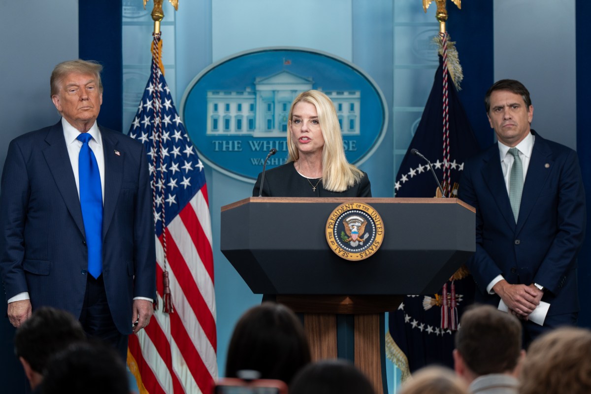 President Donald Trump holds a press conference with Attorney General Pam Bondi and Deputy Attorney General Todd Blanche in the James S. Brady Press Briefing Room on Friday, June 27, 2025. (Official White House Photo by Abe McNatt)