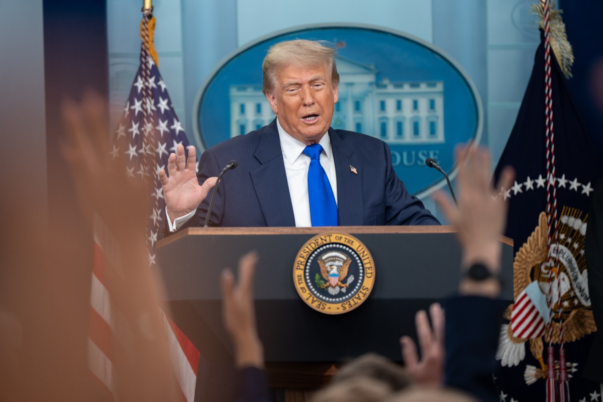 President Donald Trump holds a press conference with Attorney General Pam Bondi and Deputy Attorney General Todd Blanche in the James S. Brady Press Briefing Room on Friday, June 27, 2025. (Official White House Photo by Abe McNatt)