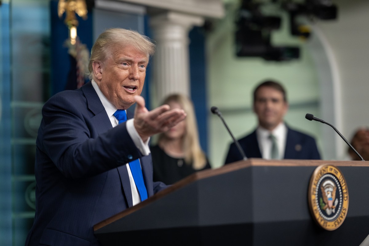 President Donald Trump holds a press conference with Attorney General Pam Bondi and Deputy Attorney General Todd Blanche in the James S. Brady Press Briefing Room on Friday, June 27, 2025. (Official White House Photo by Molly Riley)