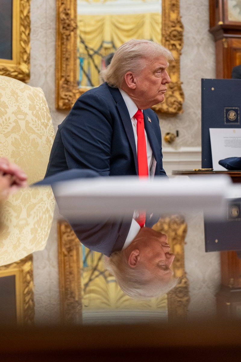 President Donald Trump holds a bilateral meeting with German Chancellor Friedrich Merz, Thursday, June 5, 2025, in the Oval Office. Vice President JD Vance attends. (Official White House Photo by Emily J. Higgins)