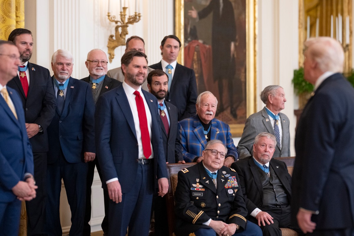 President Donald Trump meets with Medal of Honor recipients for National Medal of Honor Day, Tuesday, March 25, 2025, in the East Room of the White House. (Official White House Photo by Molly Riley)